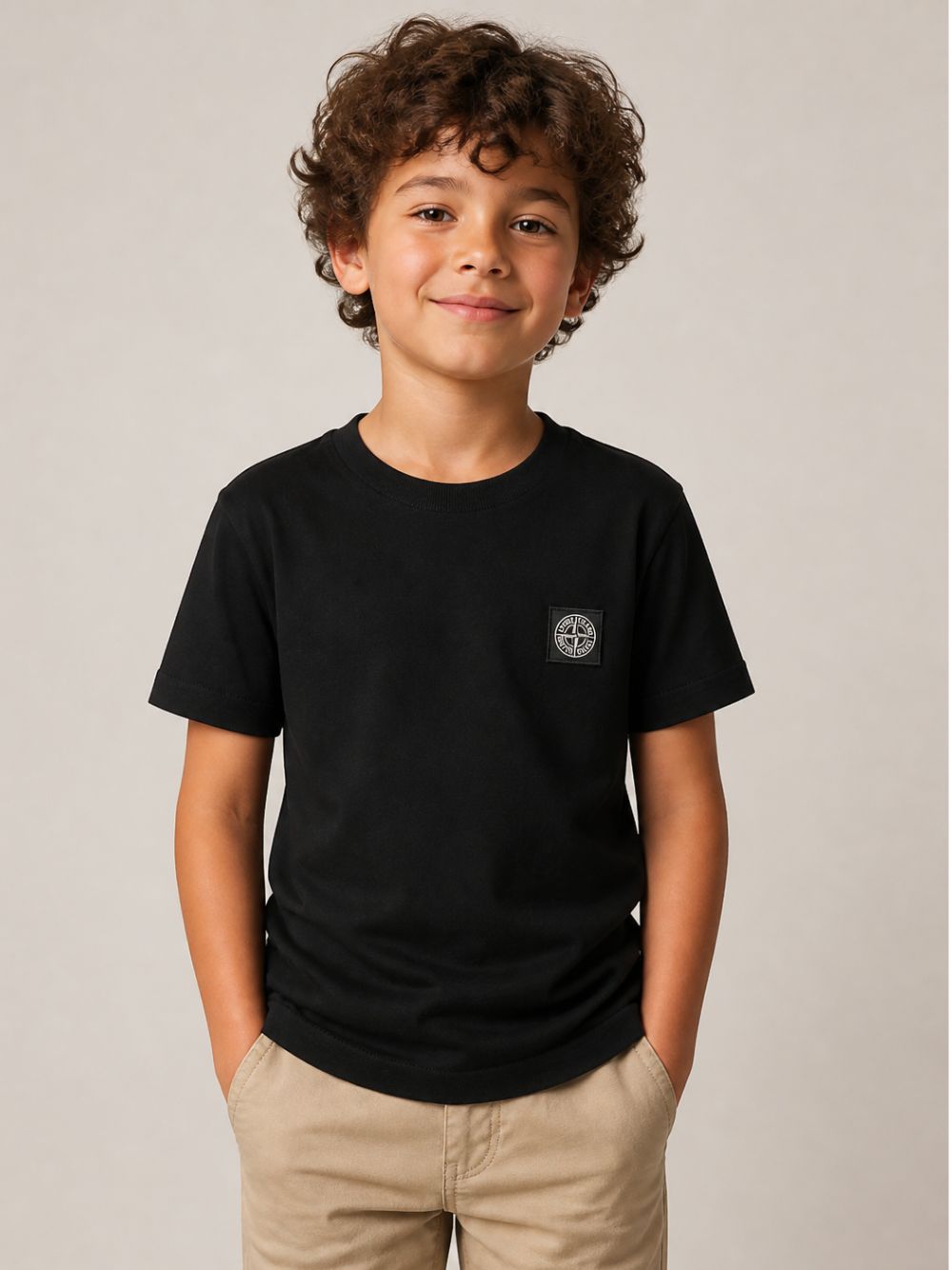 T-shirt per bambino Stone Island Kids nera con dettaglio logo L2S162100003S0047 V0029 STONE ISLAND KIDS 