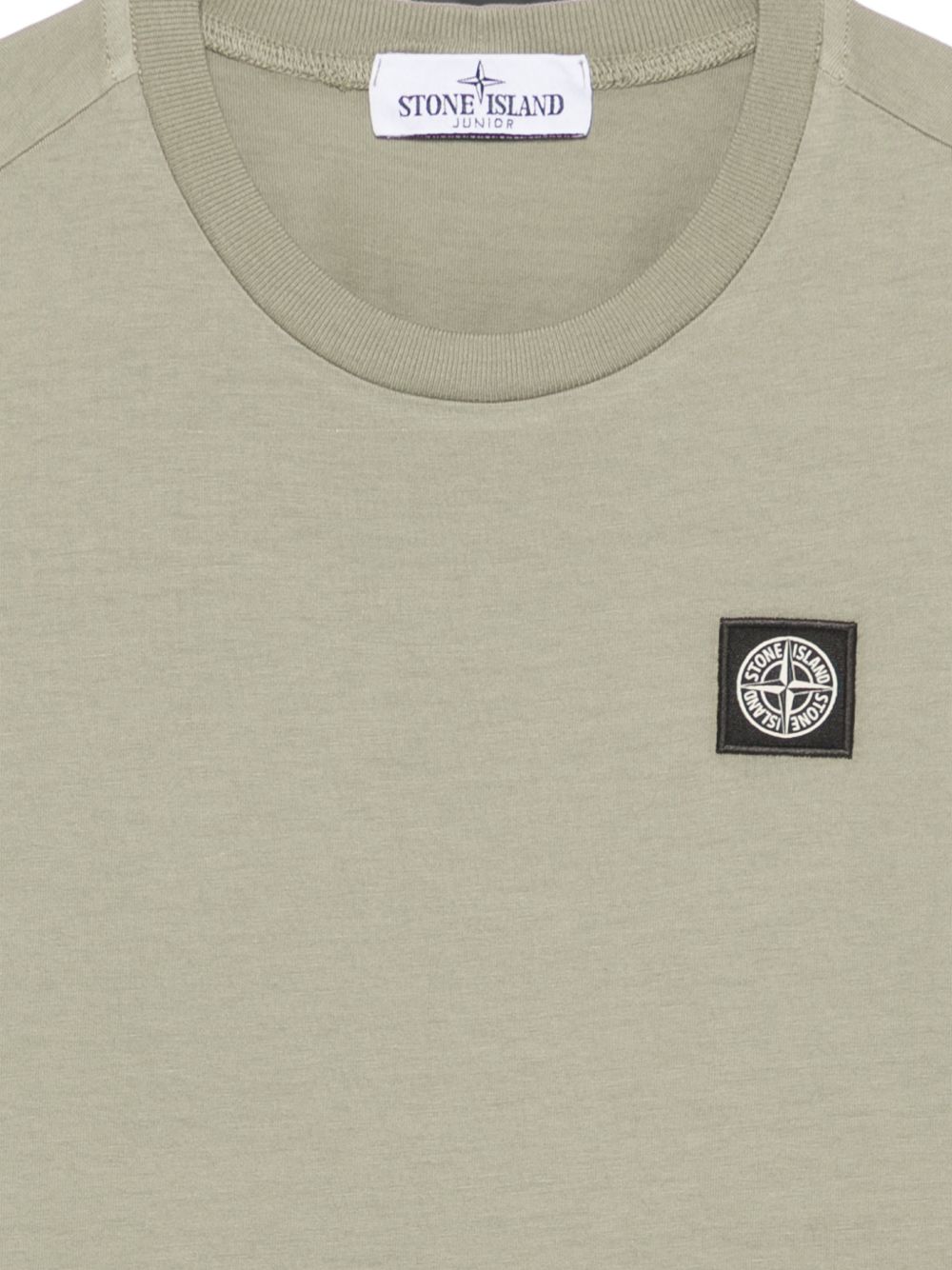 T-shirt per bambino Stone Island Kids verde con applicazione logo sul davanti L2S162100003S0047 V0068 STONE ISLAND KIDS 