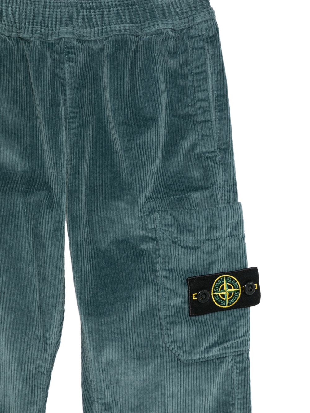 Pantaloni cargo per bambino Stone Island Kids blu in velluto a coste L2S163100005S0199 V004B STONE ISLAND KIDS 