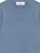 Maglione per bambino Stone Island Kids azzurro con orlo e polsini a coste L2S165100002S00M1 V004B STONE ISLAND KIDS 