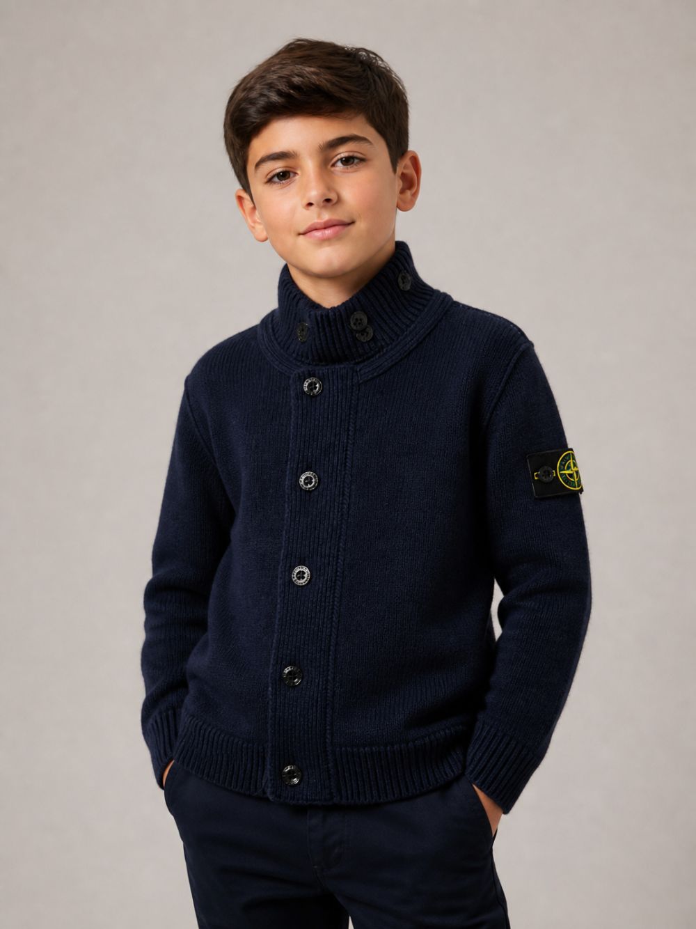 Maglione per bambino Stone Island Kids blu a collo alto L2S165100003S00M1 V0020 STONE ISLAND KIDS 