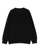 Maglione girocollo per bambino Stone Island Junior nero con applicazione Compass L2S165100009S0C04 V0029 STONE ISLAND KIDS 