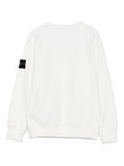 Felpa per bambino Stone Island Kids bianco con applicazione sulla manica L2S166100001S0A20 V0001 STONE ISLAND KIDS 