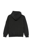 Felpa per bambino Stone Island Kids nera con distintivo Compass L2S166100003S0A20 V0029 STONE ISLAND KIDS 