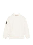 Felpa per bambino Stone Island Kids bianca con applicazione Compass L2S166100012S0A20 V0097 STONE ISLAND KIDS 