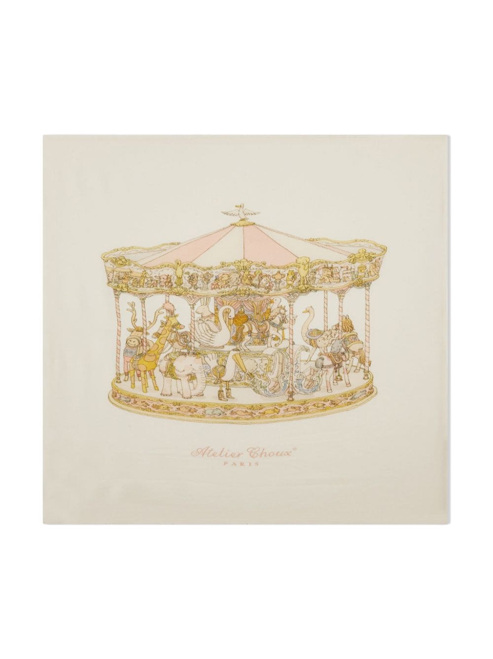 Coperta per neonati Atelier Choux Paris beige con stampa Carousel CBCWCARPB CAROUSEL ATELIER CHOUX PARIS KIDS 