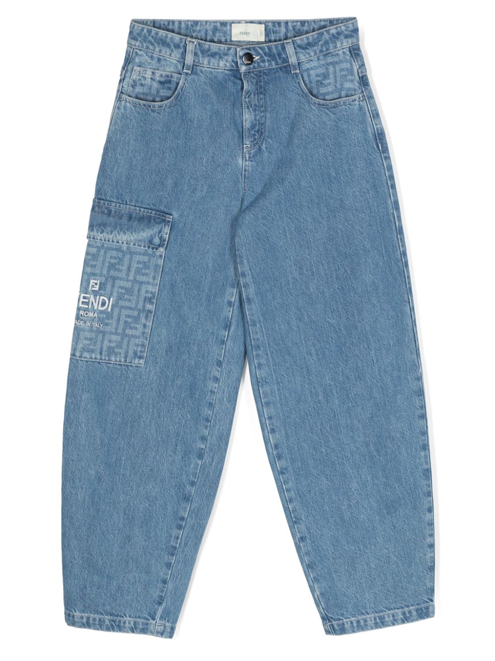 Jeans con ricamo sul taschone