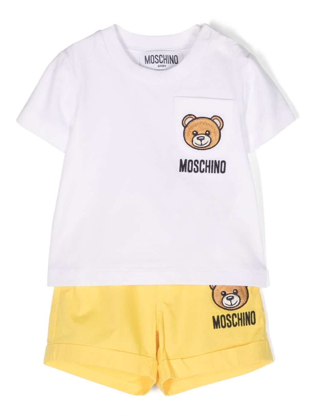 Set T-shirt e shorts denim con applicazione Teddy Bear