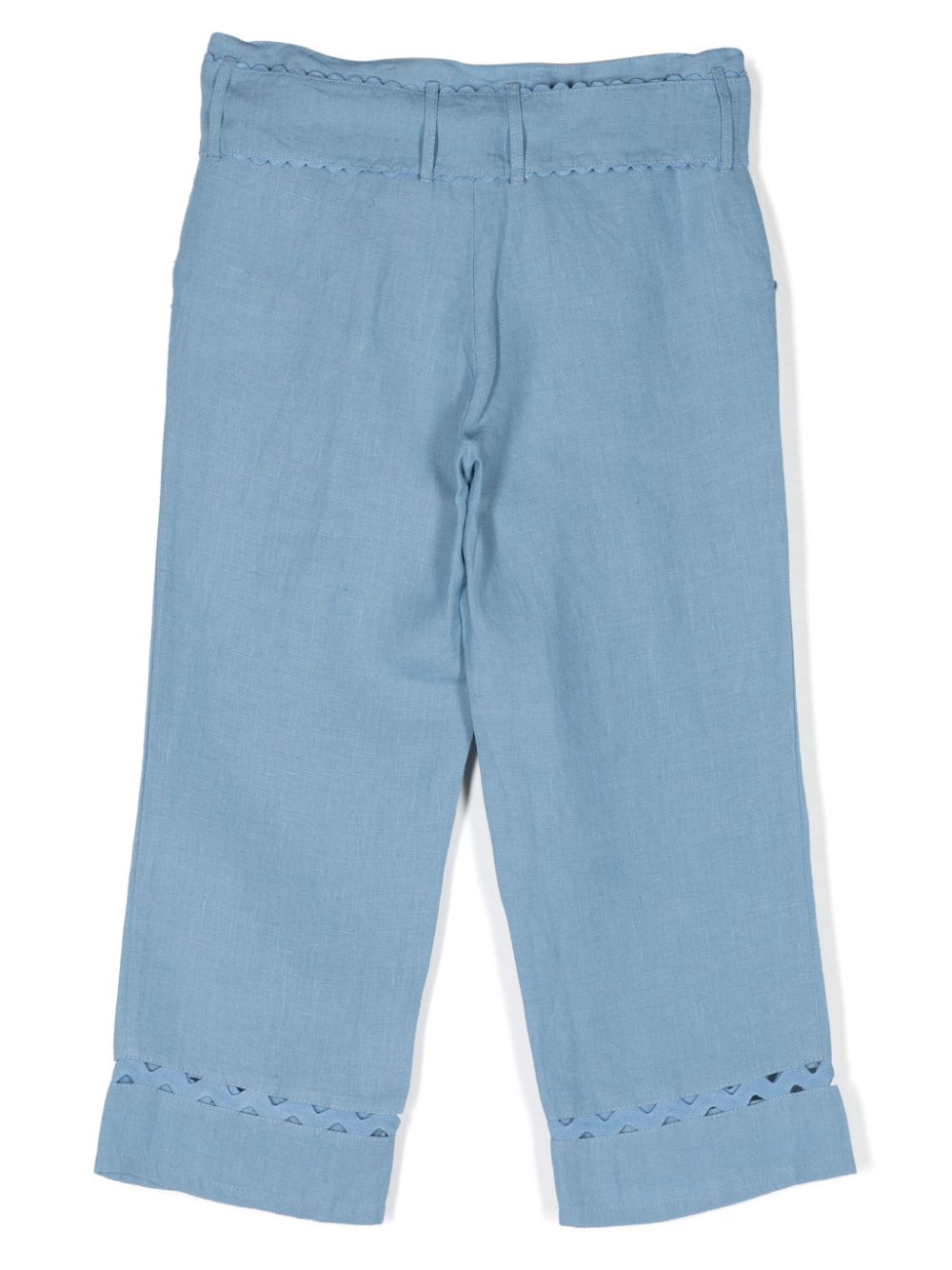 Linen trousers with knitted inserts