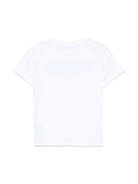 T-shirt con logo ricamato per bambina Balmain Kids bianco con orlo dritto BW8A21 Z0116 100OR BALMAIN KIDS 