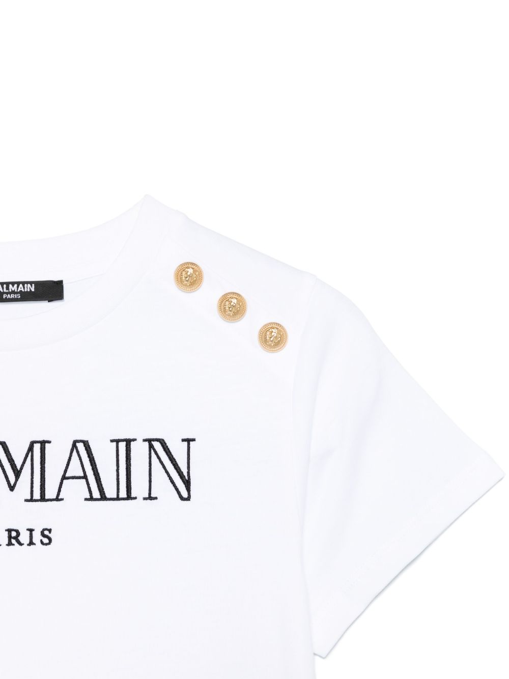 T-shirt con logo ricamato per bambina Balmain Kids bianco con orlo dritto BW8A21 Z0116 100OR BALMAIN KIDS 