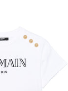 T-shirt con logo ricamato per bambina Balmain Kids bianco con orlo dritto BW8A21 Z0116 100OR BALMAIN KIDS 