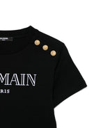 T-shirt con logo ricamato per bambina Balmain Kids nero con orlo dritto BW8A21 Z0116 930OR BALMAIN KIDS 