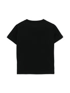 T-shirt con logo ricamato per bambina Balmain Kids nero con orlo dritto BW8A21 Z0116 930OR BALMAIN KIDS 