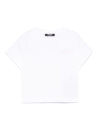 T-shirt con stampa logo per bambina Balmain Kids bianco con orlo dritto BW8A31 Z0116 100RS BALMAIN KIDS 