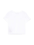 T-shirt con stampa logo per bambina Balmain Kids bianco con orlo dritto BW8A31 Z0116 100RS BALMAIN KIDS 