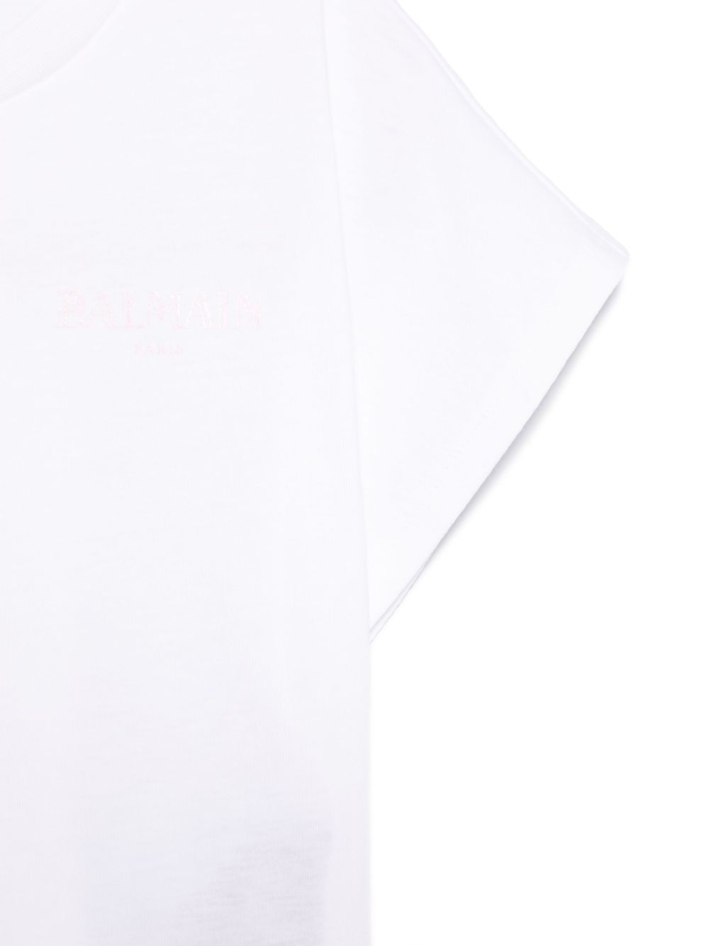 T-shirt con stampa logo per bambina Balmain Kids bianco con orlo dritto BW8A31 Z0116 100RS BALMAIN KIDS 