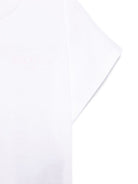 T-shirt con stampa logo per bambina Balmain Kids bianco con orlo dritto BW8A31 Z0116 100RS BALMAIN KIDS 