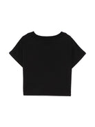T-shirt con stampa logo per bambina Balmain Kids nero con orlo dritto BW8A31 Z0116 930BC BALMAIN KIDS 