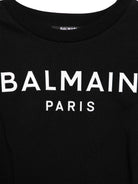 T-shirt con applicazione per bambina Balmain Kids nero con orlo dritto BW8A61 Z0082 930BC BALMAIN KIDS 