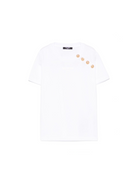 T-shirt con stampa logo per bambina Balmain Kids bianco con bottoni goffrati color oro BW8P71 Z1751 100OR BALMAIN KIDS 