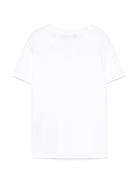 T-shirt con stampa logo per bambina Balmain Kids bianco con bottoni goffrati color oro BW8P71 Z1751 100OR BALMAIN KIDS 