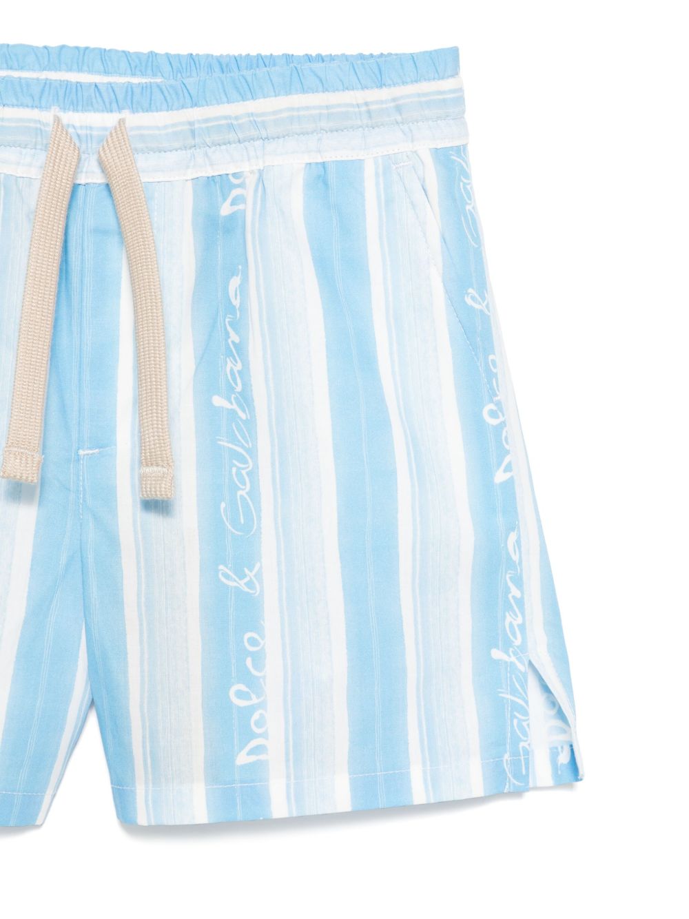 Shorts in popeline a righe per neonato Dolce & Gabbana Kids azzurro con spacchetti laterali L13Q08 HS5SS HA5JS DOLCE & GABBANA KIDS 