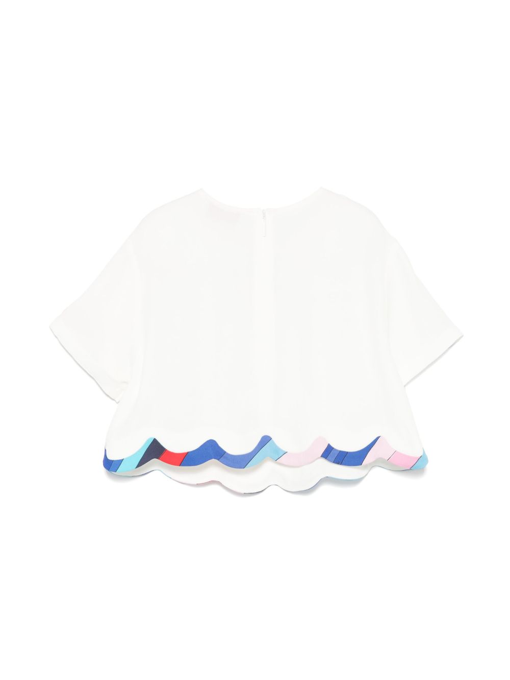 T-shirt per bambina Emilio Pucci Junior bianco con logo sulla manica e orlo a smerlo PW5A01 K0222 101 EMILIO PUCCI KIDS 