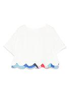 T-shirt per bambina Emilio Pucci Junior bianco con logo sulla manica e orlo a smerlo PW5A01 K0222 101 EMILIO PUCCI KIDS 