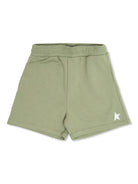 Shorts con stampa per bambino Golden Goose Kids verde con orlo dritto P01772P001514 35916 GOLDEN GOOSE KIDS 