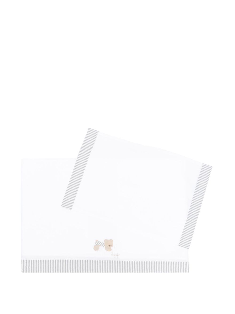 Coperta con orli a righe per neonato Il Gufo bianco con bordo a righe P25OL001B0003 0114 IL GUFO KIDS 
