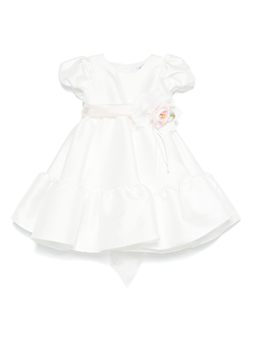Abito per neonata Monnalisa bianco a fiori con teesuto in raso 73E905 5302 0001 MONNALISA KIDS 