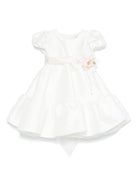 Abito per neonata Monnalisa bianco a fiori con teesuto in raso 73E905 5302 0001 MONNALISA KIDS 