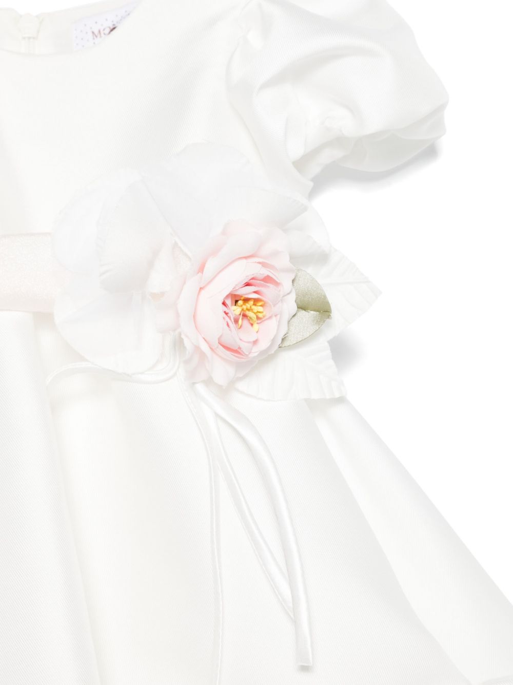 Abito per neonata Monnalisa bianco a fiori con teesuto in raso 73E905 5302 0001 MONNALISA KIDS 
