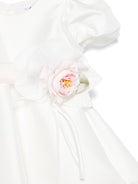 Abito per neonata Monnalisa bianco a fiori con teesuto in raso 73E905 5302 0001 MONNALISA KIDS 