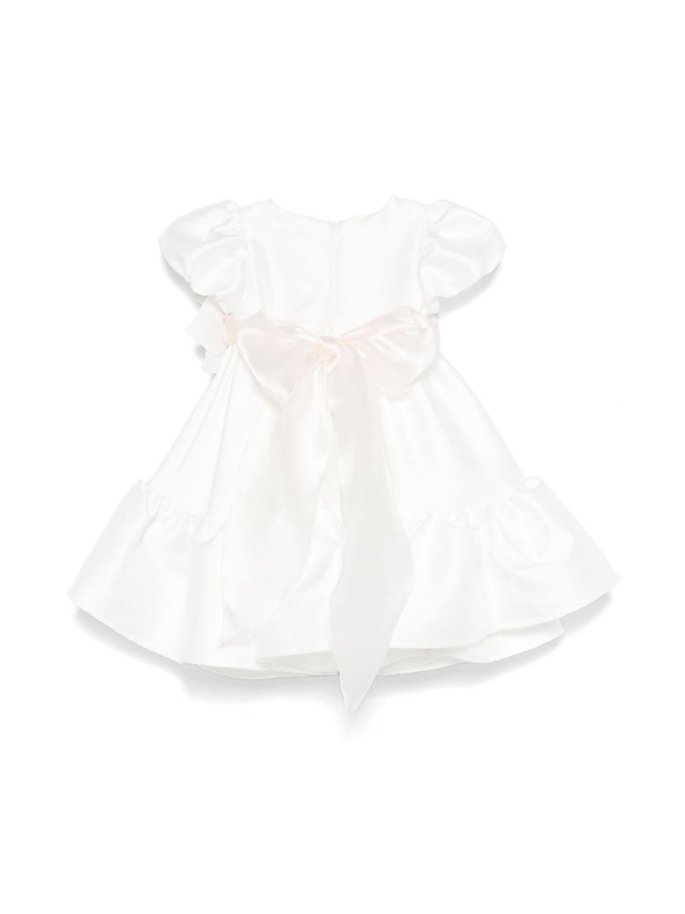 Abito per neonata Monnalisa bianco a fiori con teesuto in raso 73E905 5302 0001 MONNALISA KIDS 