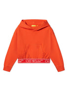 Felpa per bambina Off-White Kids Bookish arancione con banda logo OGBB005S25FLE001 2630 OFF WHITE KIDS 