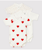 Set di tre body per neonati Petit Bateau bianco con maniche corte A04O7 00 PETIT BATEAU KIDS 