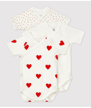 Set di tre body per neonati Petit Bateau bianco con maniche corte A04O7 00 PETIT BATEAU KIDS 