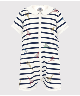 Tutina per neonati Petit Bateau bianco con fantasia grafica all-over A0DE7 01 PETIT BATEAU KIDS 