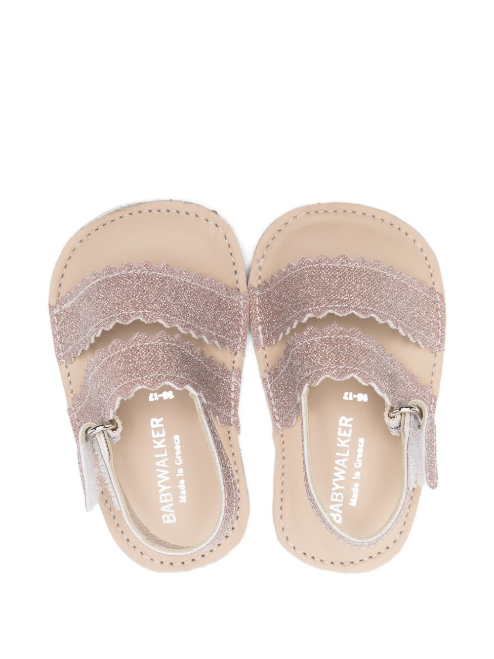 Sandali per neonata BabyWalker rosa con orlo a smerlo PB1659 DUSTY PINK BABYWALKER KIDS 
