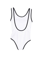 Costume per bambina Balmain Kids bianco con stampa logo sul davanti BXCA0D Z0005 100NE BALMAIN KIDS 