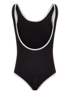 Costume per bambina Balmain Kids nero con stampa logo sul davanti BXCA0D Z0005 930BC BALMAIN KIDS 