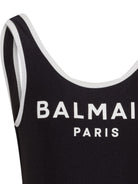 Costume per bambina Balmain Kids nero con stampa logo sul davanti BXCA0D Z0005 930BC BALMAIN KIDS 