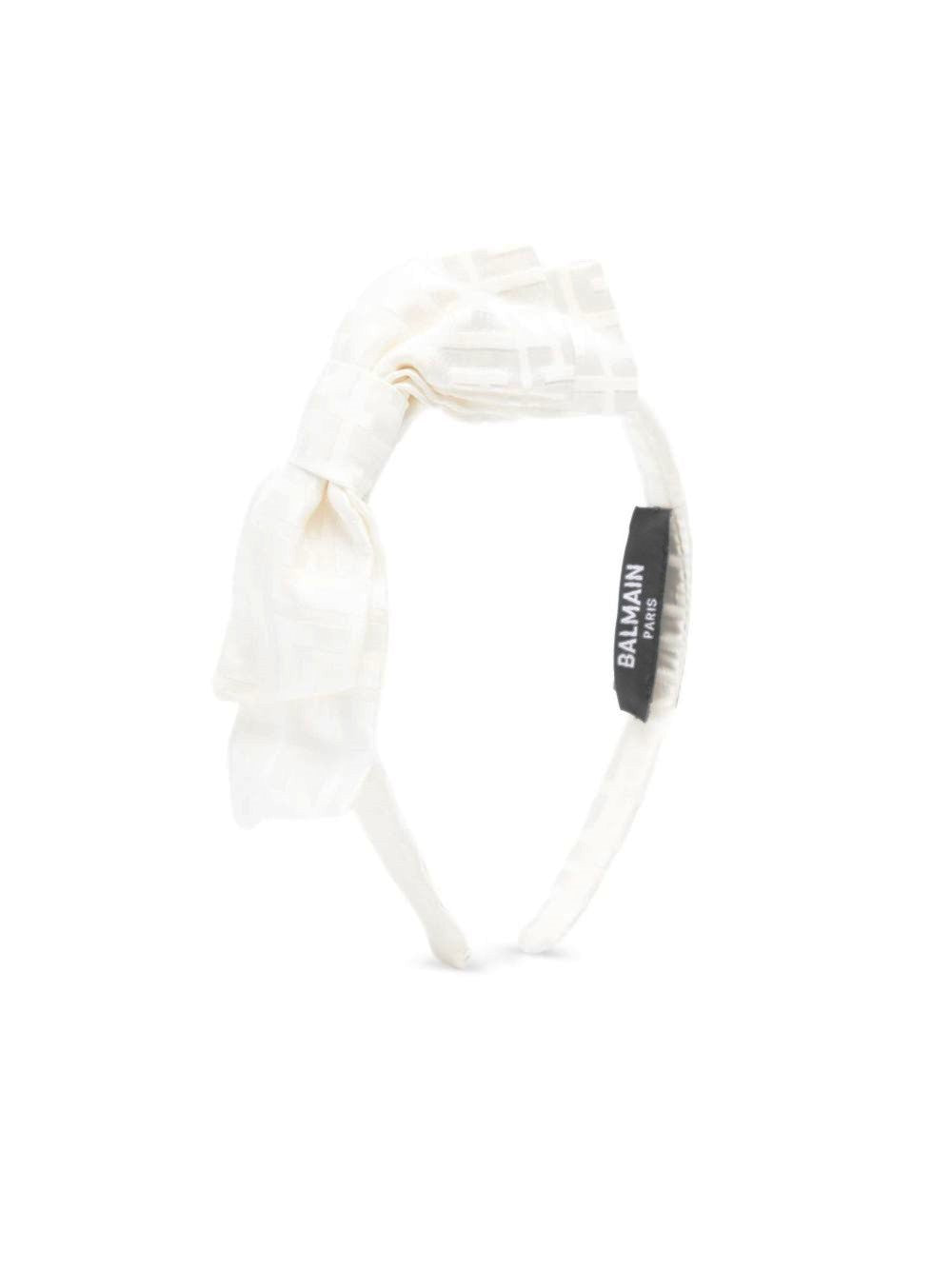 Cerchietto per capelli per bambina Balmain Kids bianco con dettaglio fiocco BY0B14 S0192 102 BALMAIN KIDS 