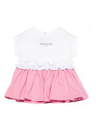 Abito per bambina Balmain kids bianco a girocollo BY1092 Z3672 552BC BALMAIN KIDS 