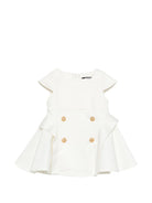 Abito per neonata Balmain Kids bianco con dettagli arricciati BY1161 P0484 100 BALMAIN KIDS 