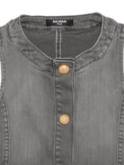 Abito per bambina Balmain Kids in denim grigio con bottoni in rilievo BY1B62 Z3666 918 BALMAIN KIDS 