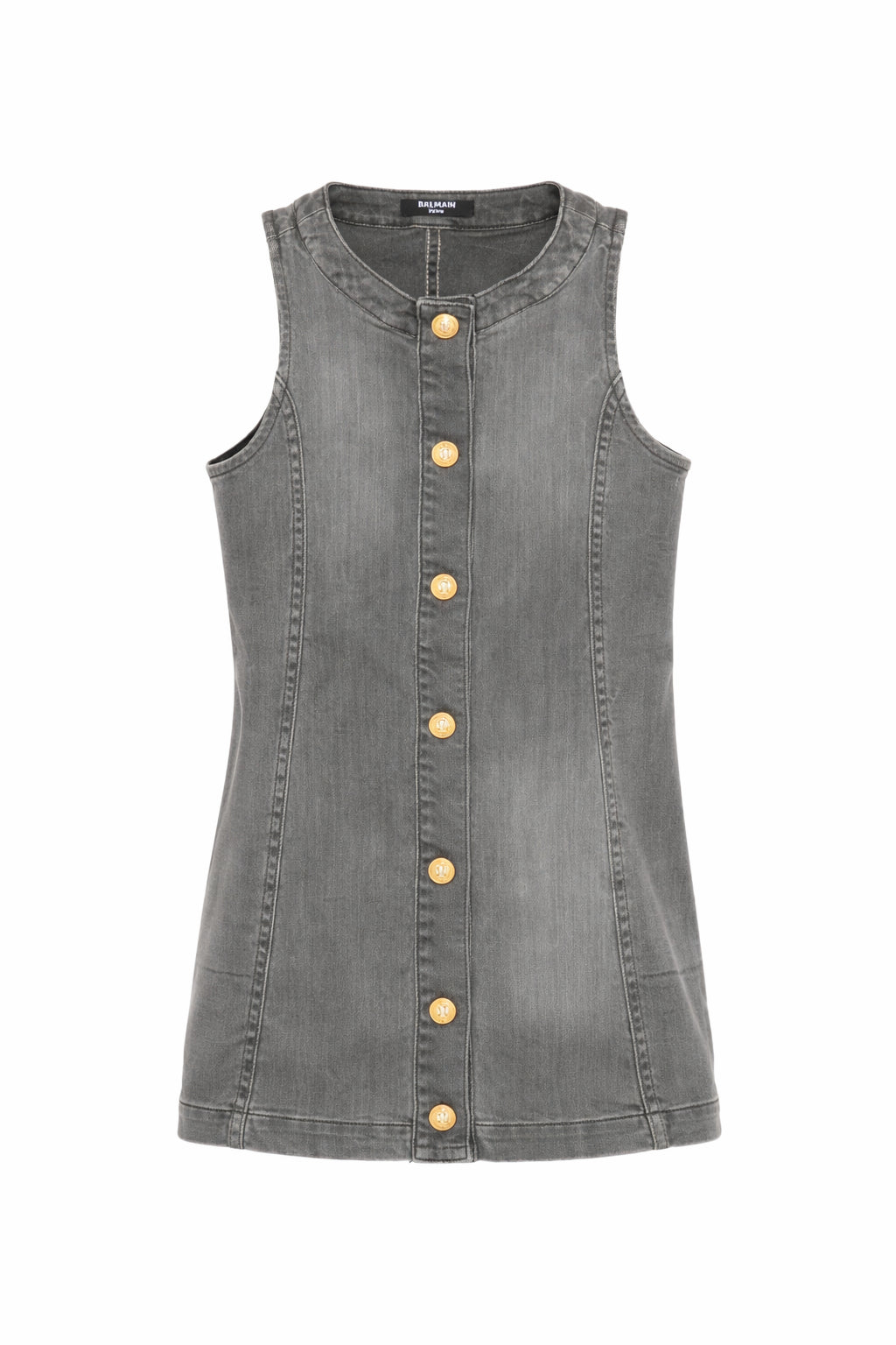 Abito per bambina Balmain Kids in denim grigio con bottoni in rilievo BY1B62 Z3666 918 BALMAIN KIDS 