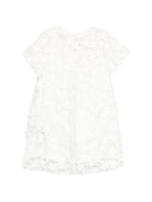 Abito in pizzo per bambina Balmain Kids bianco con ricamo a fiori BY1D51 U0263 100 BALMAIN KIDS 